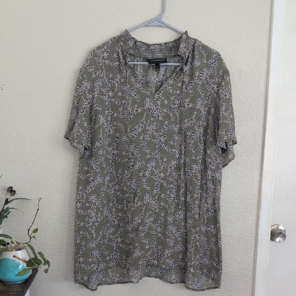 Lane Bryant Olive and White Patterned Men's Shirt